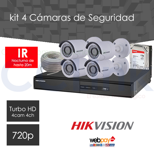 Ripley - CÁMARAS SEGURIDAD KIT 4 VIGILANCIA HD 720P 1TB