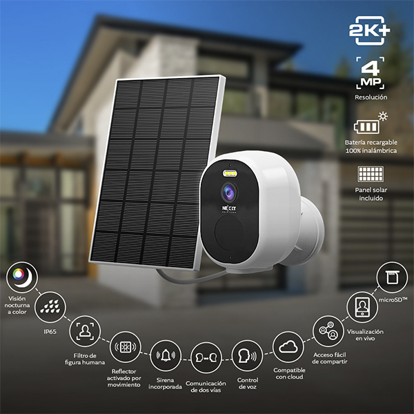 Nexxt Home Cámara Exterior 4MP 2K con Panel Solar NHC-OF20S - Imagen 2